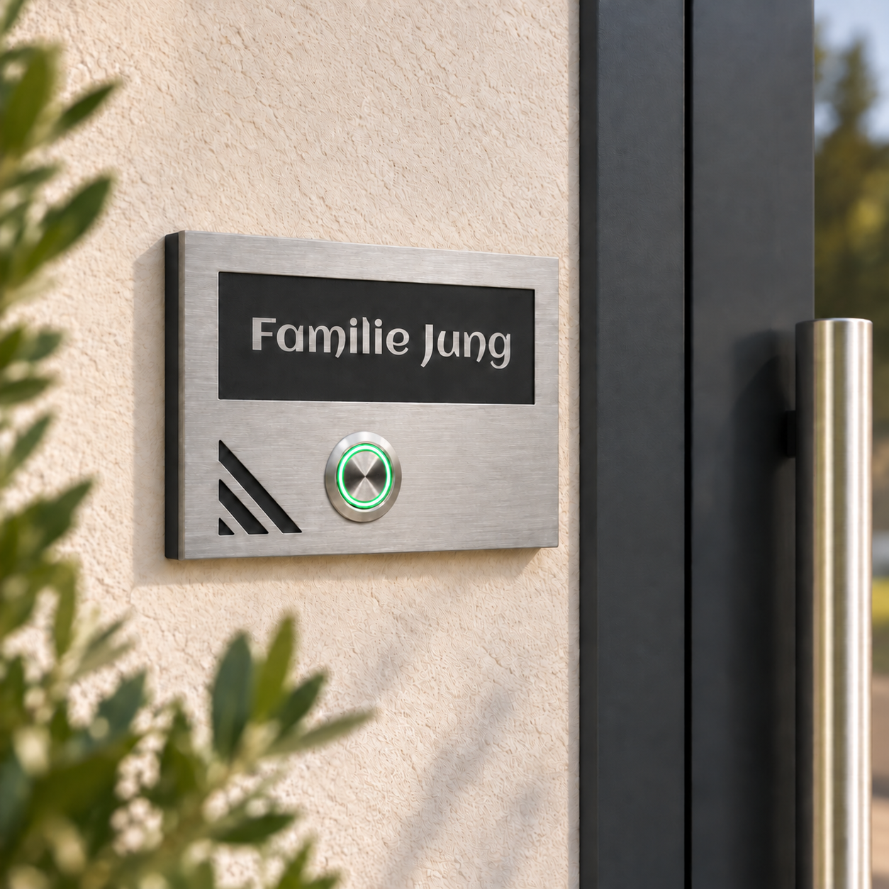 Türklingel Los Angeles in Anthrazit an einem modernen Hauseingang