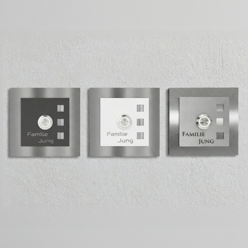 Manhatten Türklingel 10x10cm V2A Edelstahl - Alle Farbvarianten Anthrazit Weiß Edelstahl gebürstet mit LED