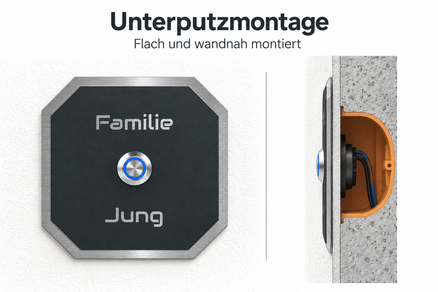Unterputzmontage der Türklingel Oberhausen – flach und wandnah