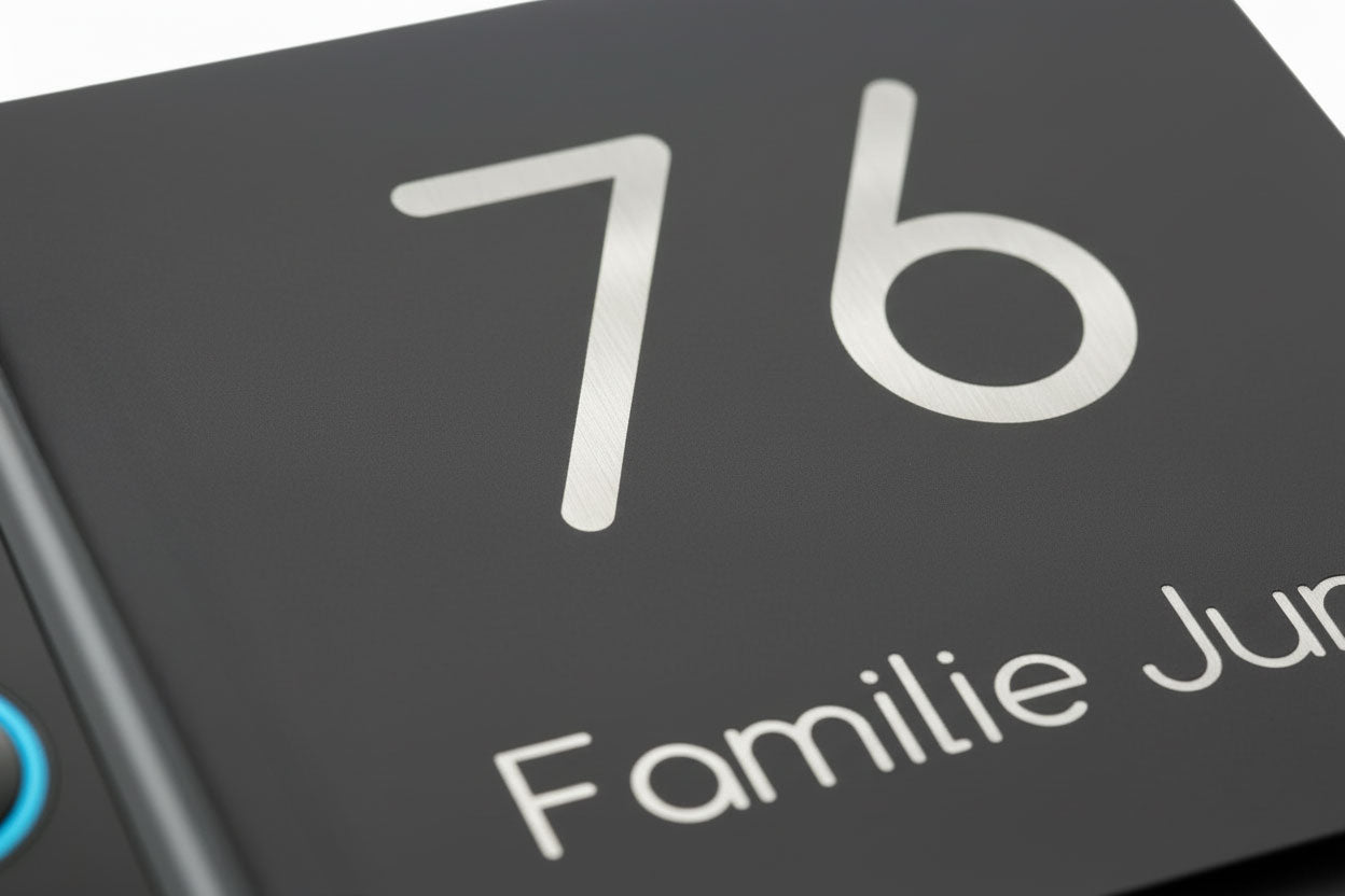 Ring Doorbell Wired Türschild anthrazit pulverbeschichtet - Detailansicht