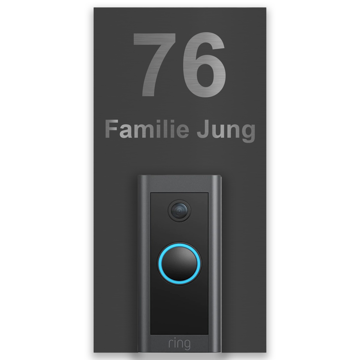 Ring Doorbell Wired Türschild anthrazit mit Lasergravur oben
