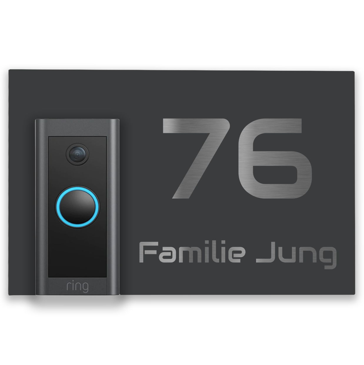 Ring Doorbell Wired V2A Edelstahl Türschild anthrazit pulverbeschichtet