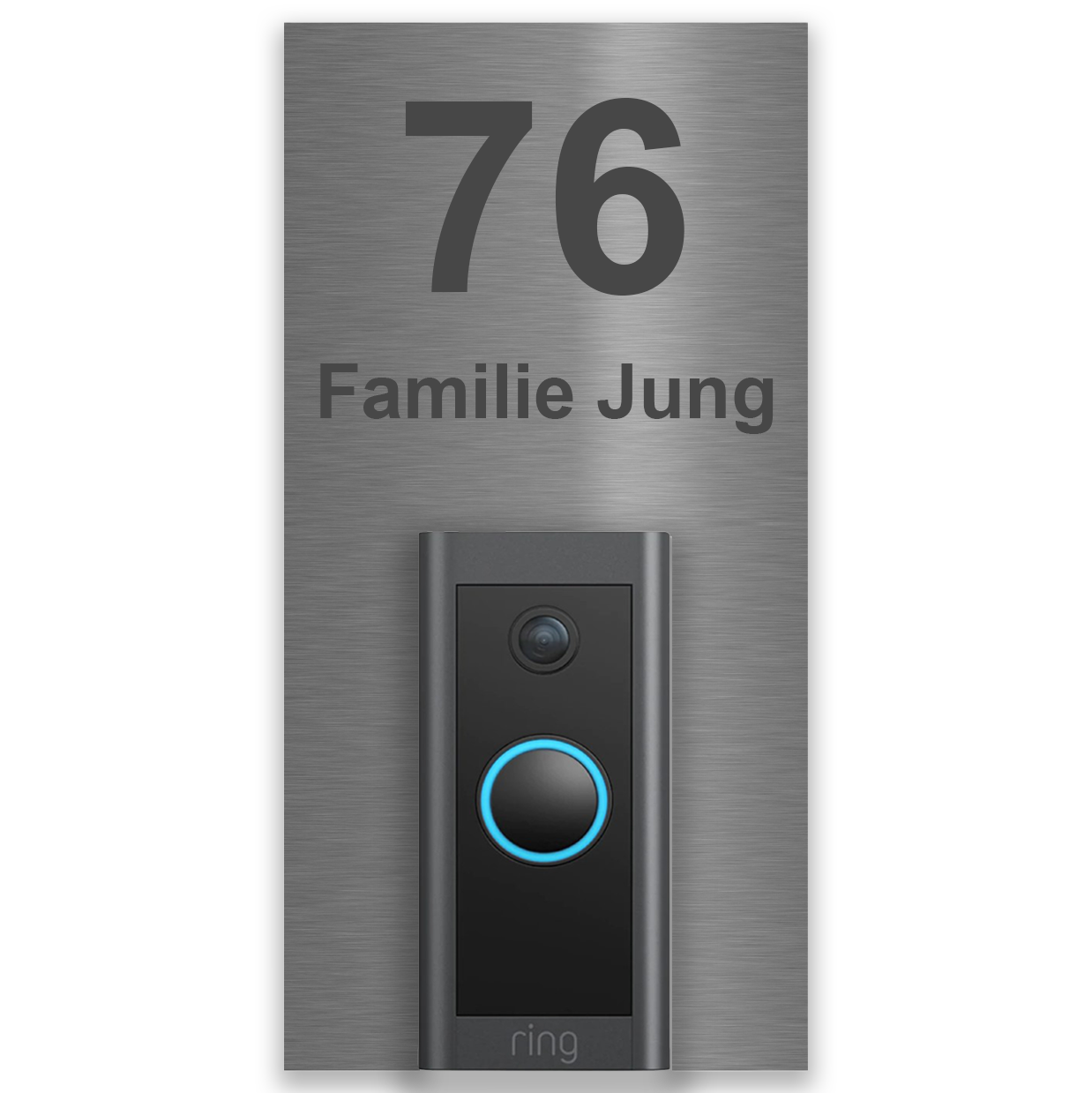 Ring Doorbell Wired Türschild V2A Edelstahl gebürstet mit Lasergravur oben