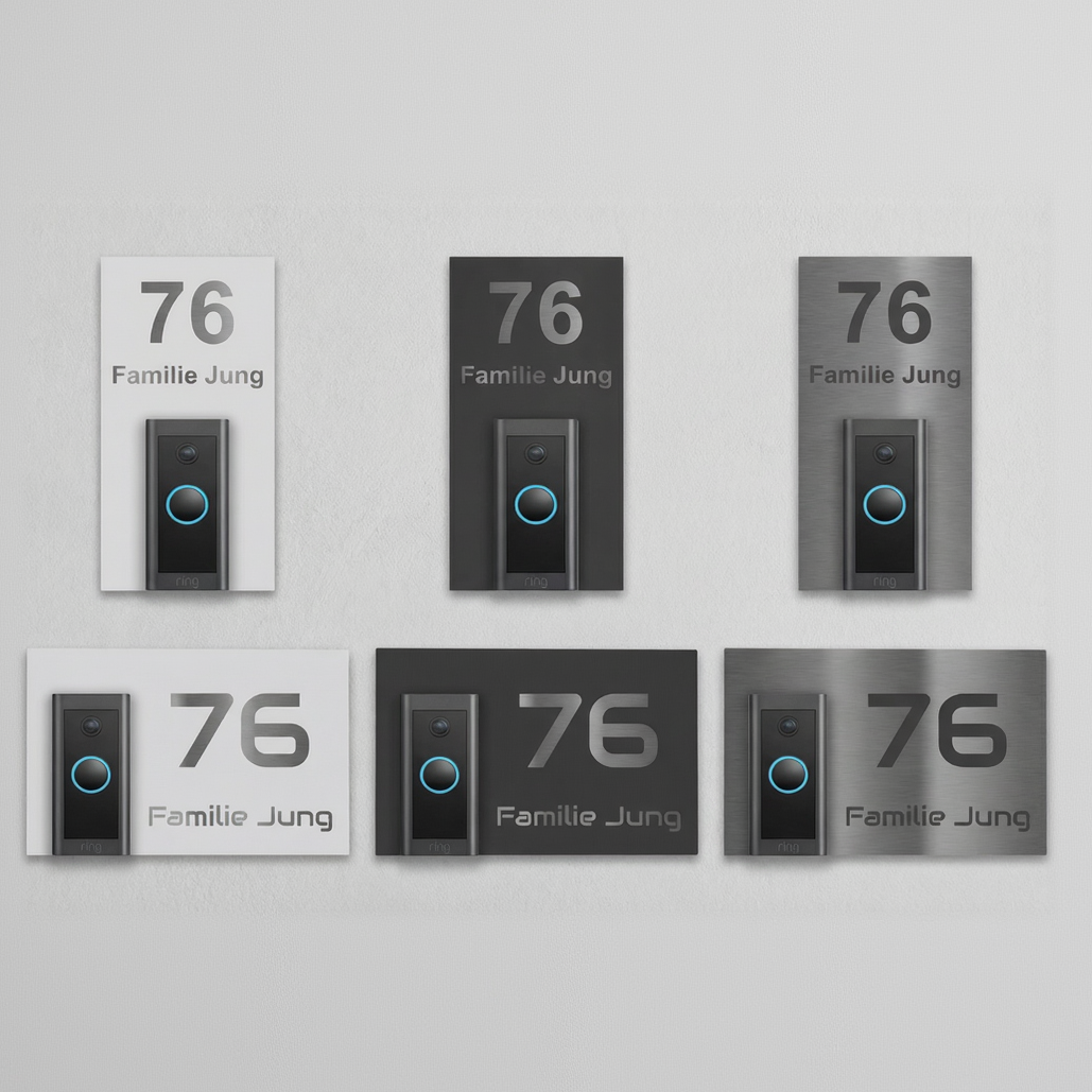 Ring Doorbell Wired Türschild V2A Edelstahl in Weiß, Anthrazit und Gebürstet