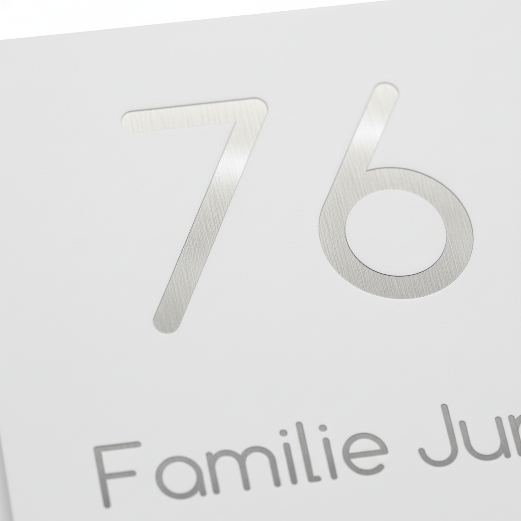 Ring Doorbell Wired Türschild weiß mit Gravur-Beispiel