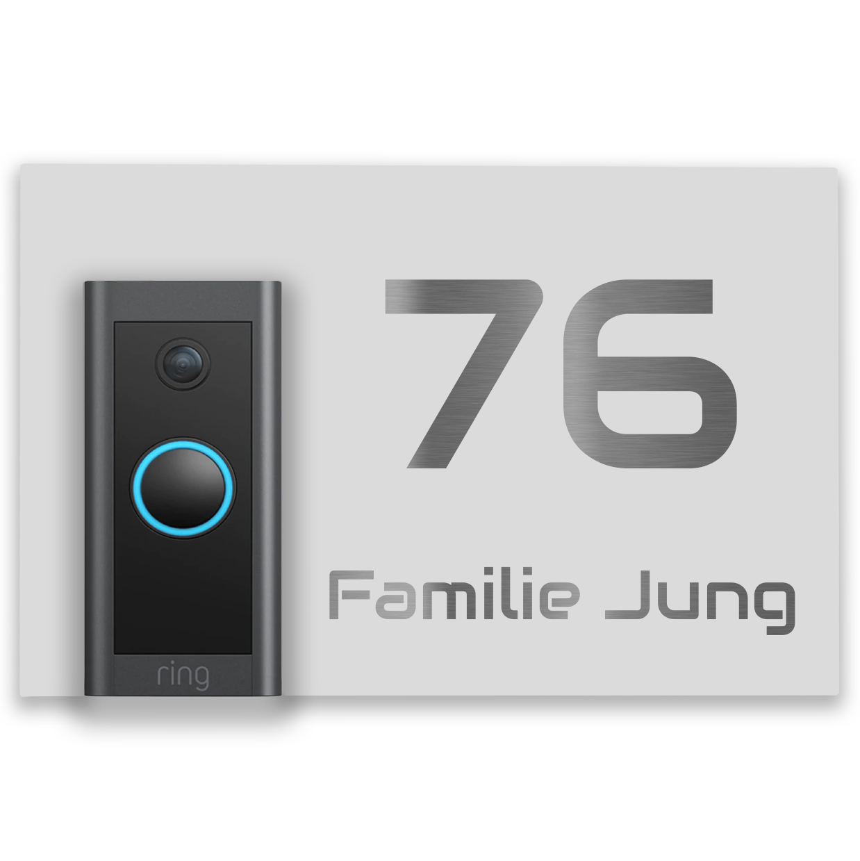 Ring Doorbell Wired V2A Edelstahl Türschild weiß pulverbeschichtet