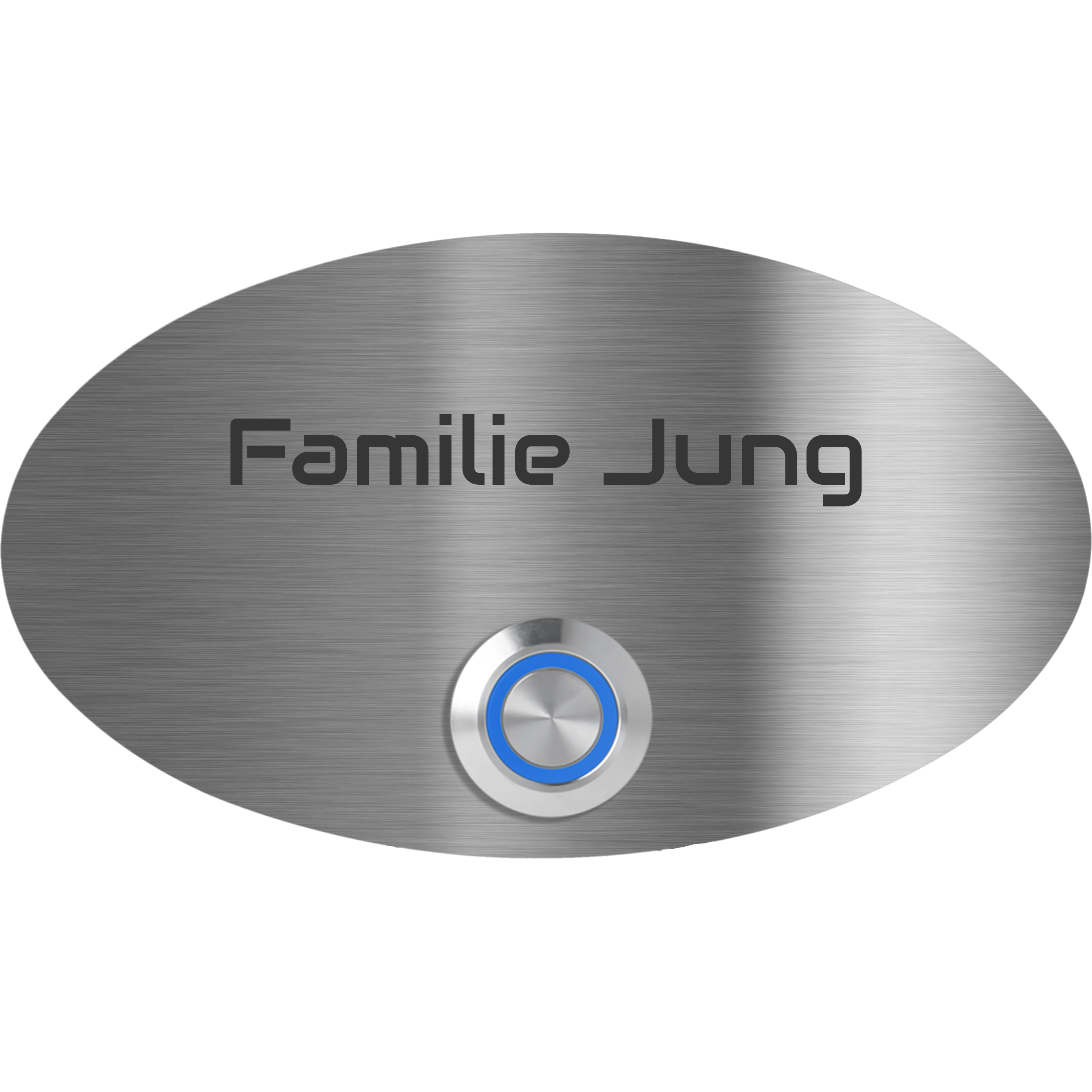 Rom 14 x 8 cm oval Edelstahl (V2A) Türklingel - mit Gravur - LED - Unterputzklingel