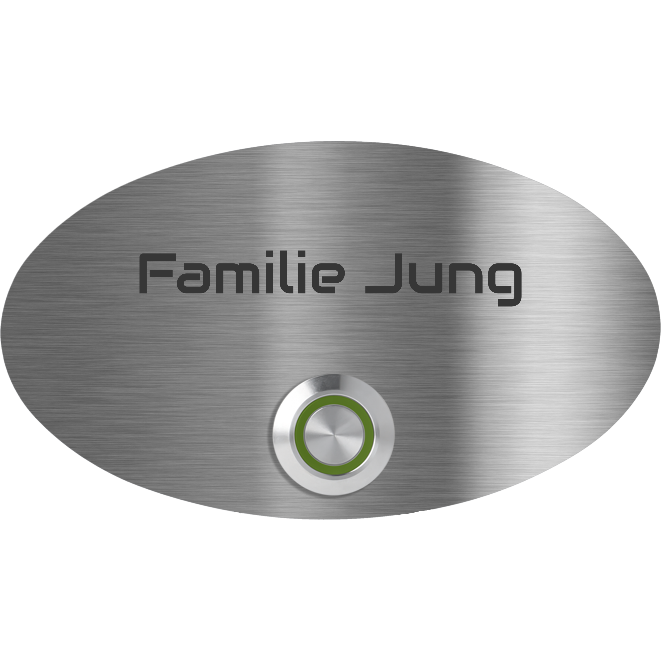 Rom 14 x 8 cm oval Edelstahl (V2A) Türklingel - mit Gravur - LED - Unterputzklingel