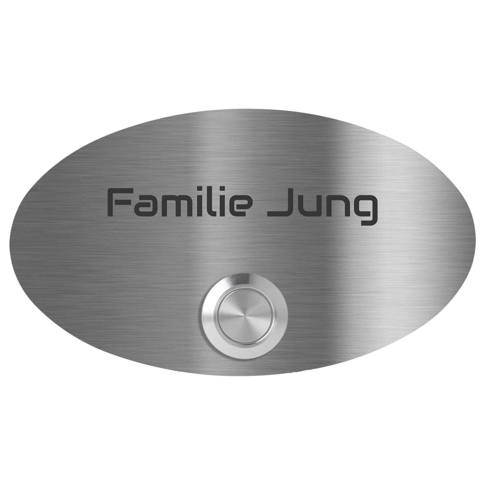 Rom 14 x 8 cm oval Edelstahl (V2A) Türklingel - mit Gravur - LED - Unterputzklingel