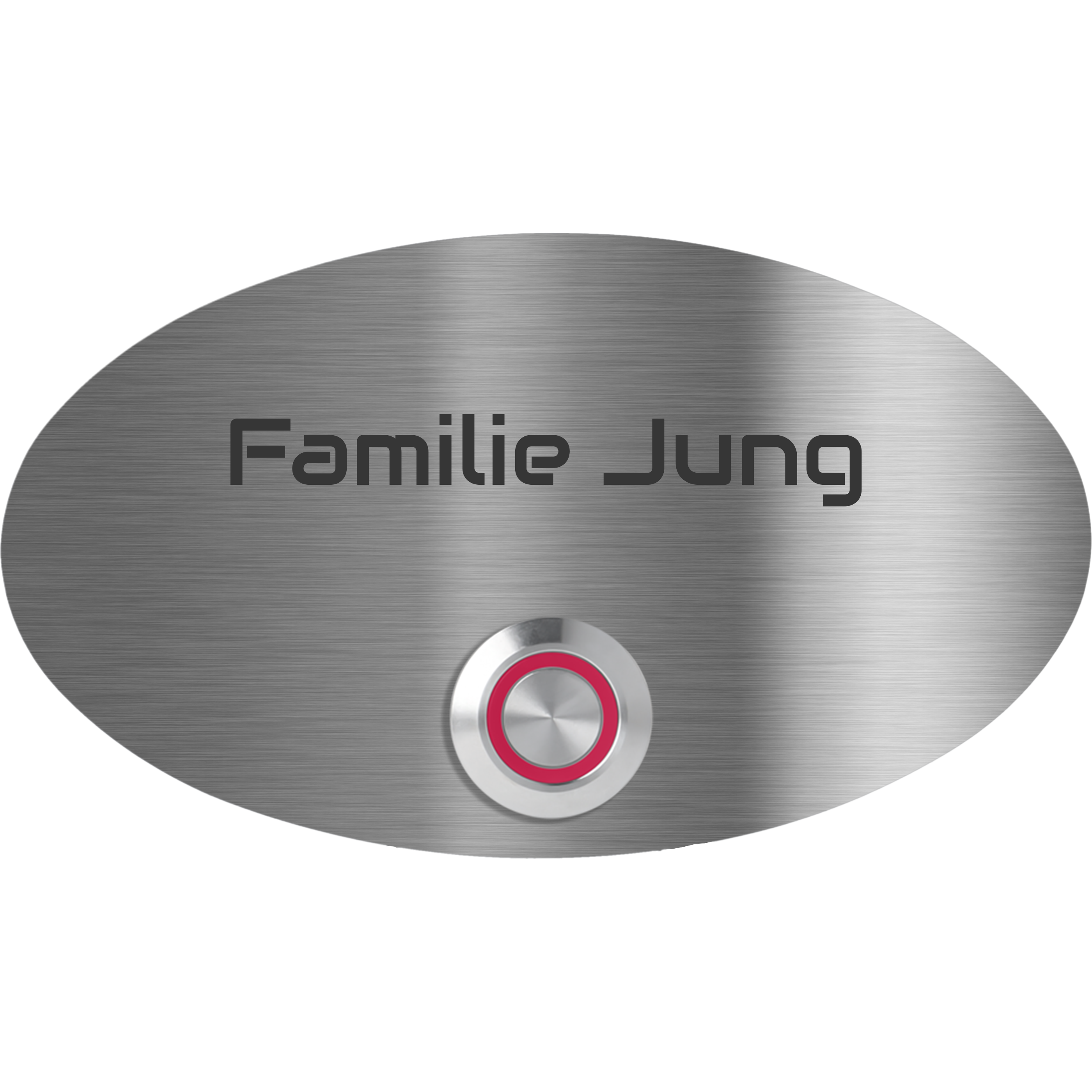 Rom 14 x 8 cm oval Edelstahl (V2A) Türklingel - mit Gravur - LED - Unterputzklingel