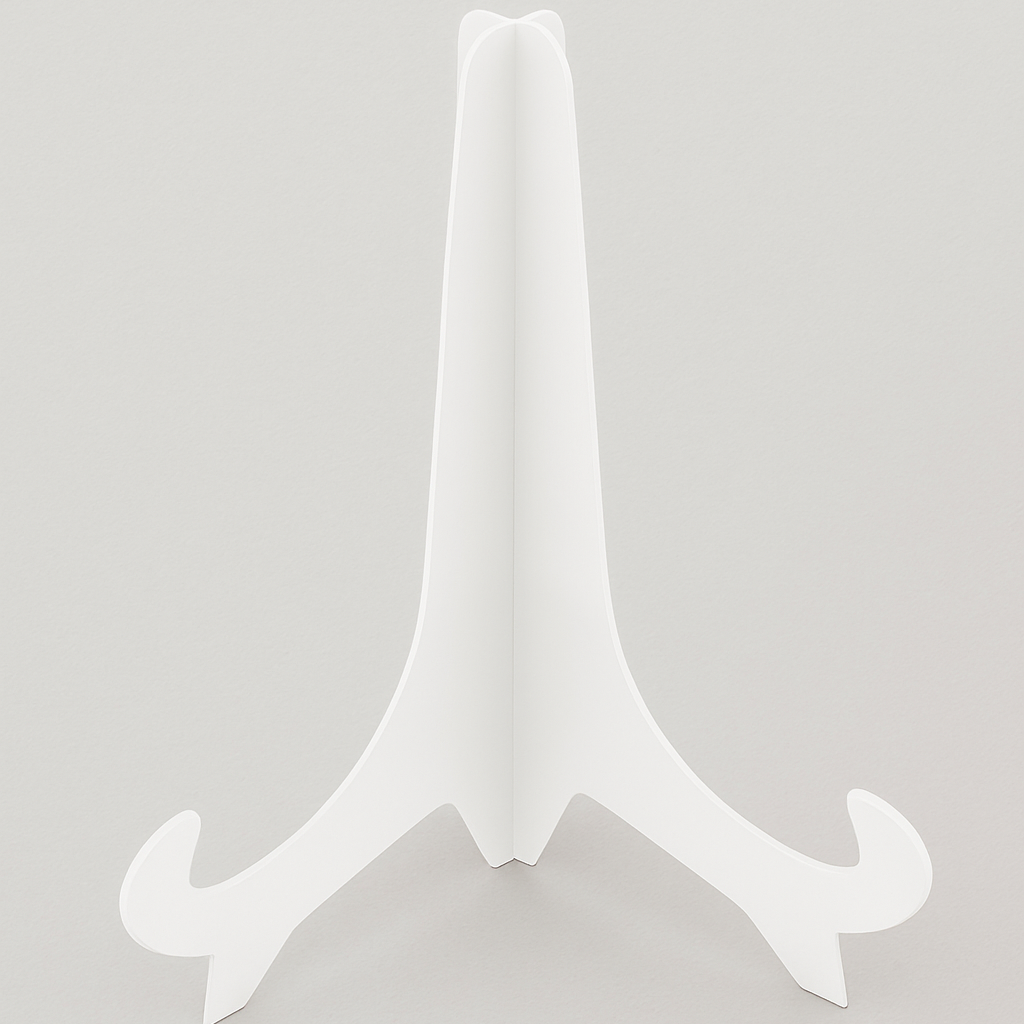 Schilderständer aus V2A Edelstahl – weiß pulverbeschichtet – ideal für Gedenktafeln