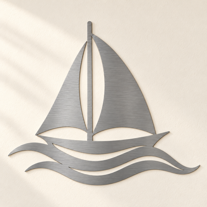 Segelboot Wanddeko aus 2 mm V2A Edelstahl – 20–90 cm