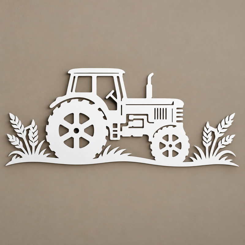 Oldtimer-Traktor Wanddeko aus 2 mm V2A Edelstahl – 20–90 cm