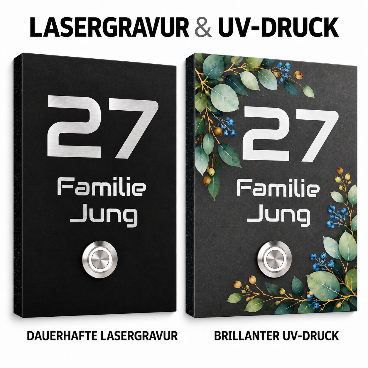Trier Türklingel mit dauerhafter Lasergravur oder farbigem UV-Druck