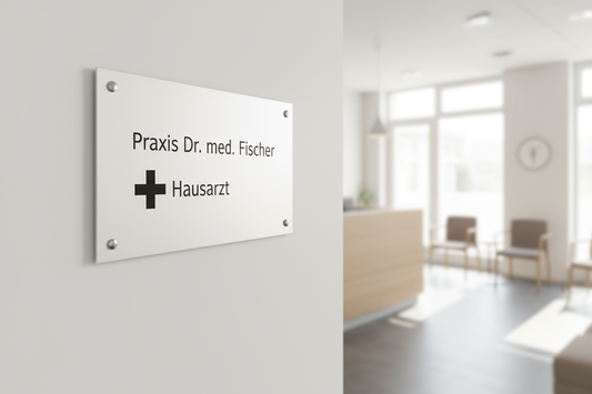 Weißes Firmenschild Hausarzt
