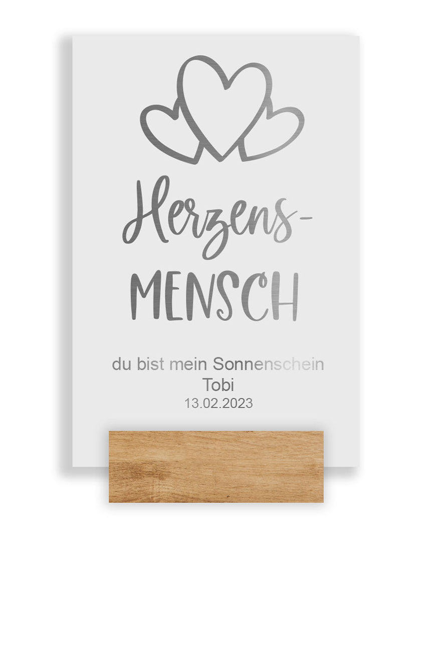 Liebesbotschaft - Herzensmensch - V2A Edelstahl - pulverbeschichtet. Individuell personalisierbar