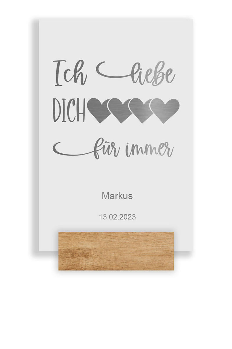 Liebesbotschaft- Liebe für immer - V2A Edelstahl -anthrazit oder weiß pulverbeschichtet. Individuell personalisierbar