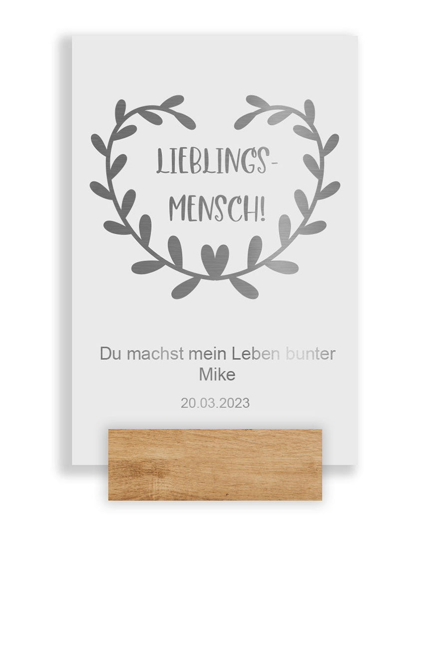 Edelstahl Schild Little Message Lieblingsmensch als Geschenk