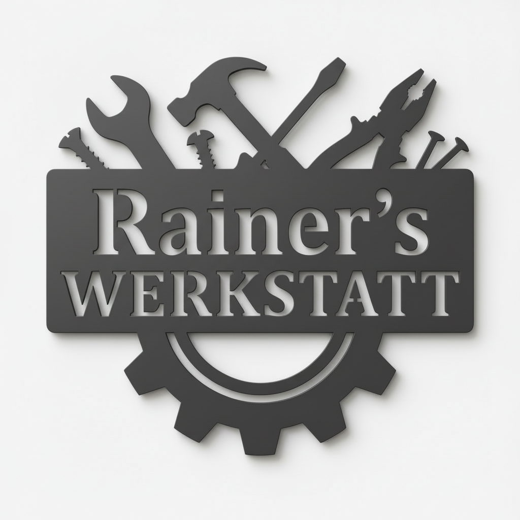 Werkstattschild in Anthrazit, moderne pulverbeschichtete Version mit personalisierbarem Text