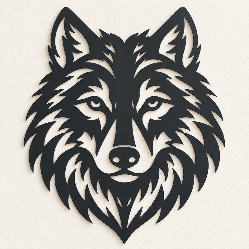 Wolfskopf Wanddeko aus 2 mm V2A Edelstahl – 20–90 cm