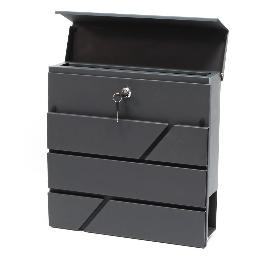 Moderner Briefkasten Oslo mit Zeitungsfach - Anthrazit  pulverbeschichtet