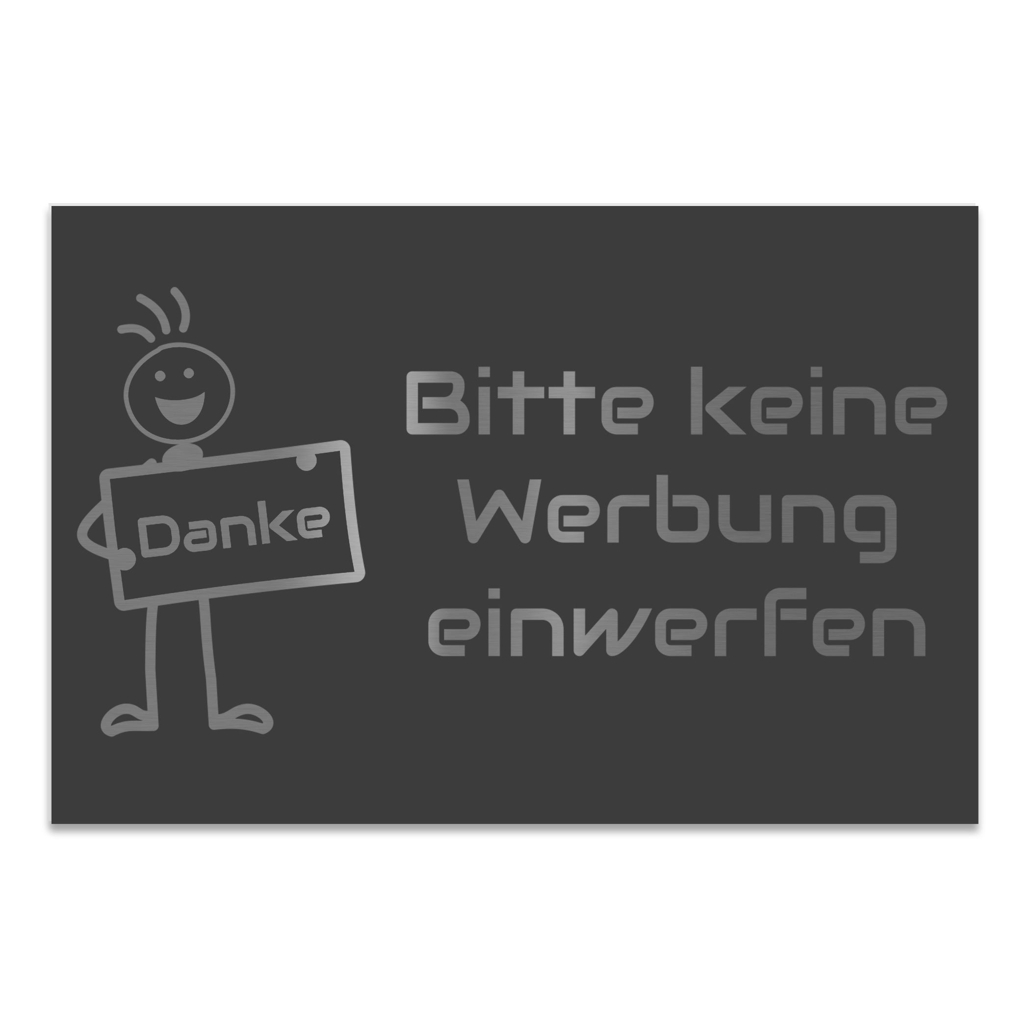 Edelstahl Schild Bitte keine Werbung einwerfen Anthrazit RAL 7016 pulverbeschichtet