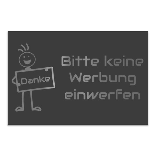 Edelstahl Schild Bitte keine Werbung einwerfen Anthrazit RAL 7016 pulverbeschichtet
