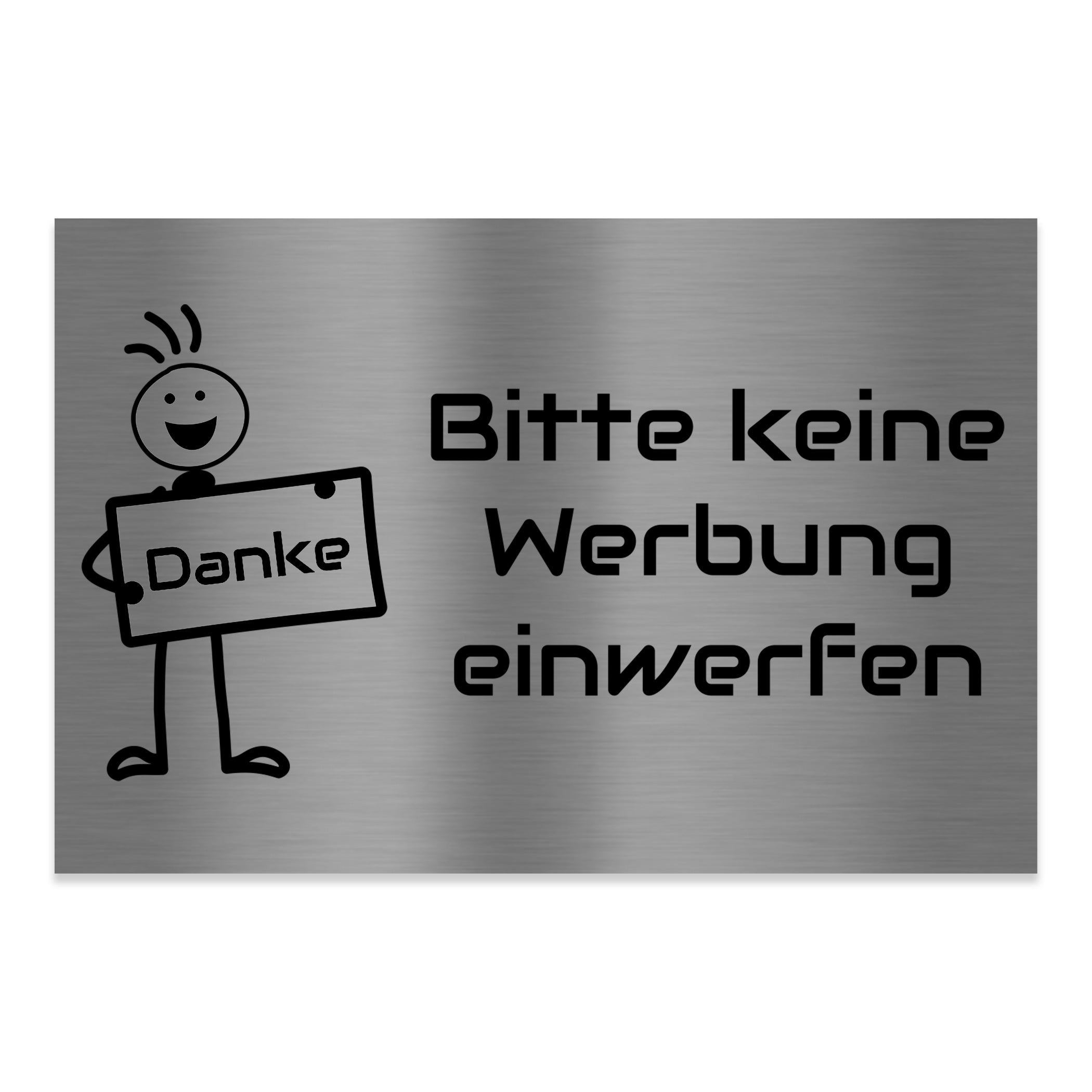 Edelstahl Briefkastenschild Bitte keine Werbung einwerfen.