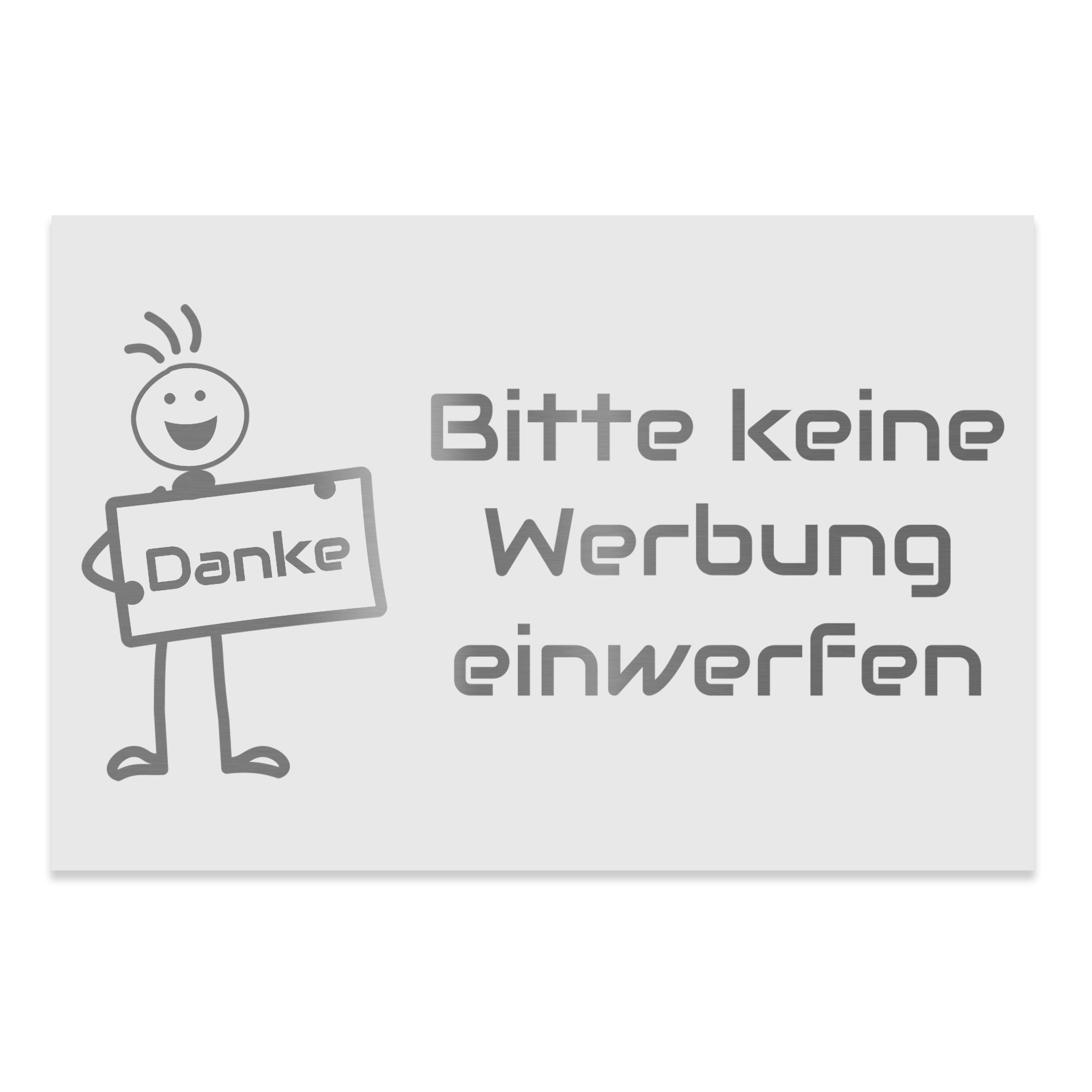 Briefkastenschild weiß pulverbeschichtet. Bitte keine Werbung einwerfen.