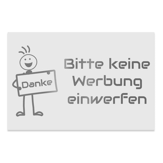 Briefkastenschild weiß pulverbeschichtet. Bitte keine Werbung einwerfen.