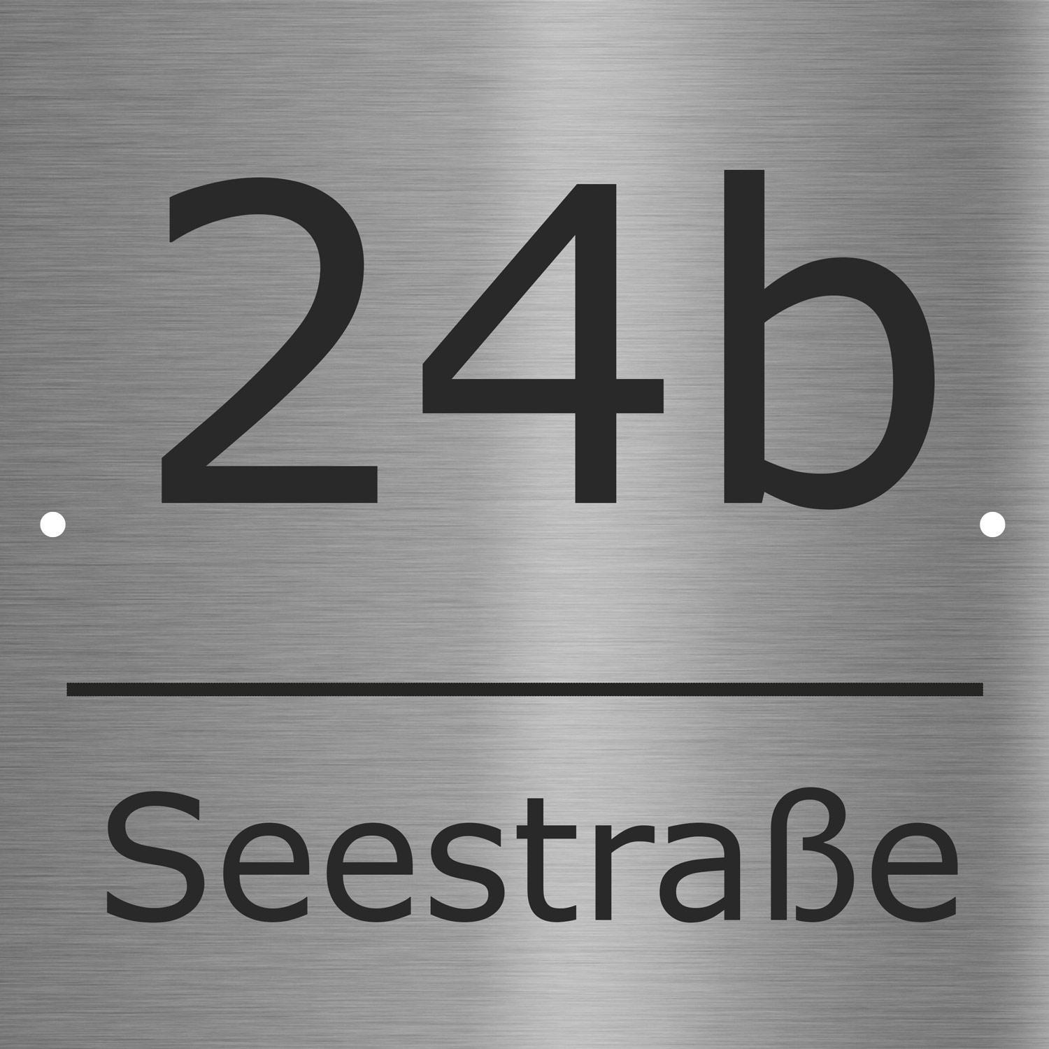 Edelstahl Hausnummernschild graviert 10×10 cm, 15×15 cm oder 20×20 cm