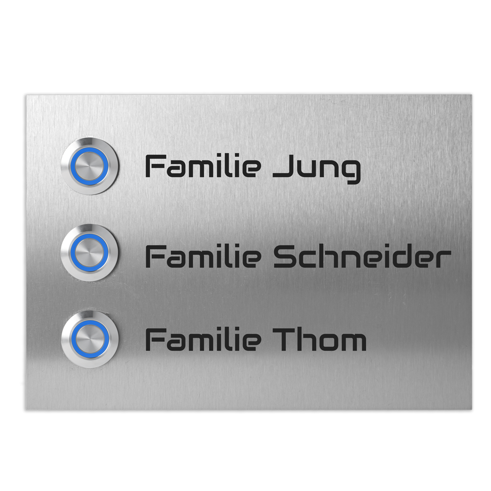 Unterputz Türklingel für Dreifamilienhaus individuell personalisierbar