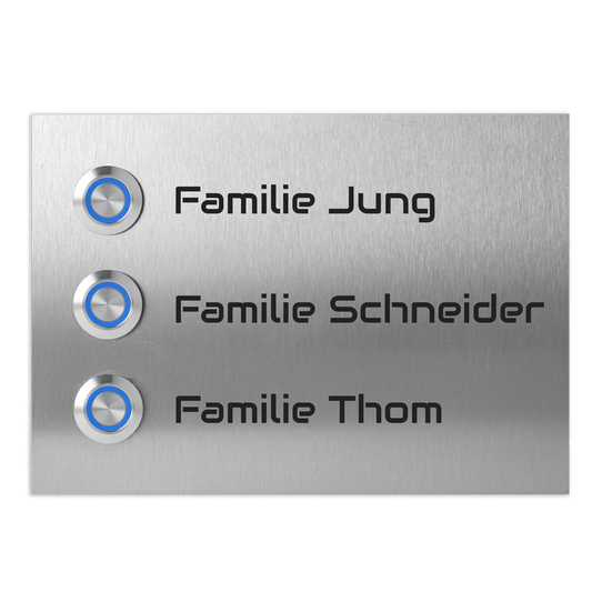 Unterputz Türklingel für Dreifamilienhaus individuell personalisierbar