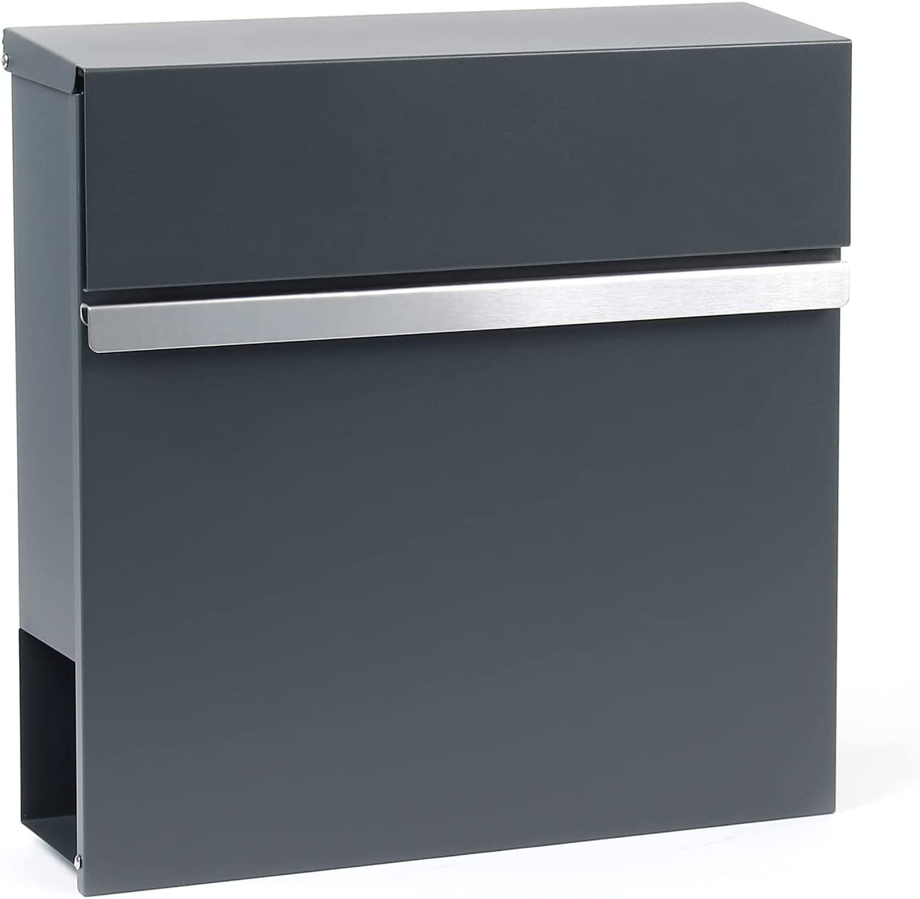 Moderner Briefkasten Rom mit Zeitungsfach - Anthrazit  pulverbeschichtet