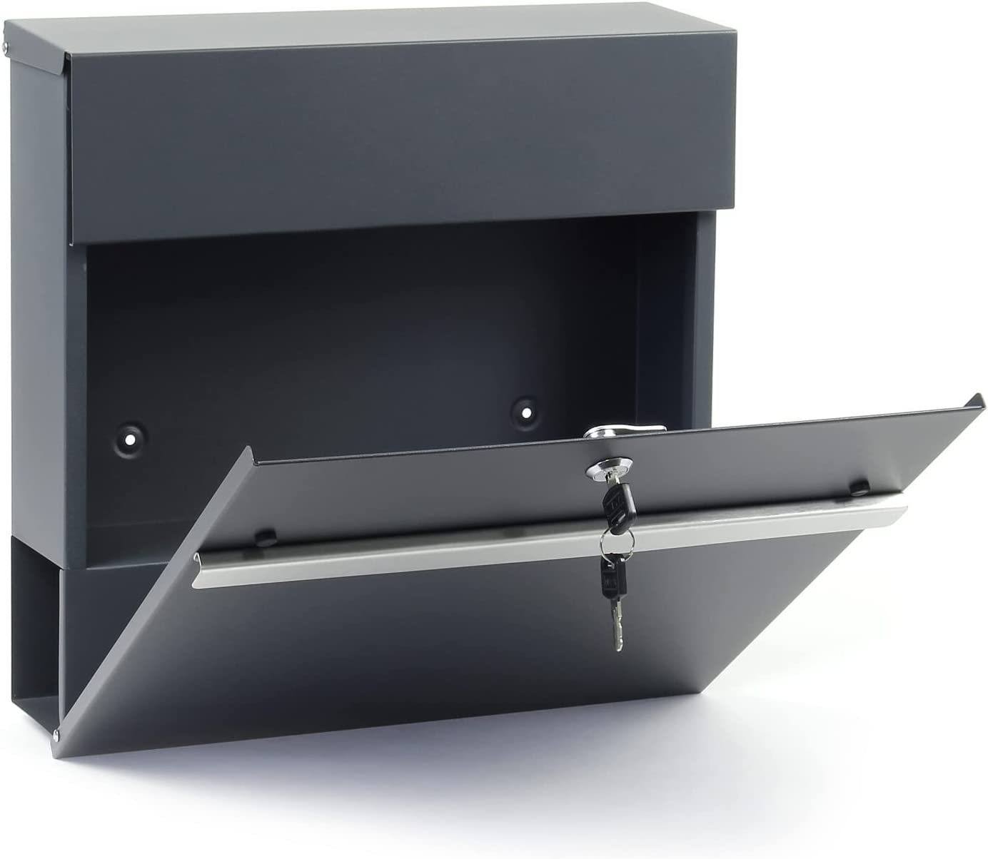 Moderner Briefkasten Rom mit Zeitungsfach - Anthrazit  pulverbeschichtet