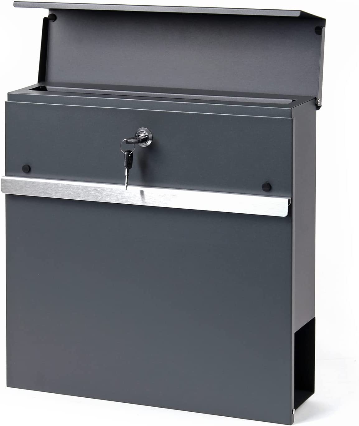 Moderner Briefkasten Rom mit Zeitungsfach - Anthrazit  pulverbeschichtet