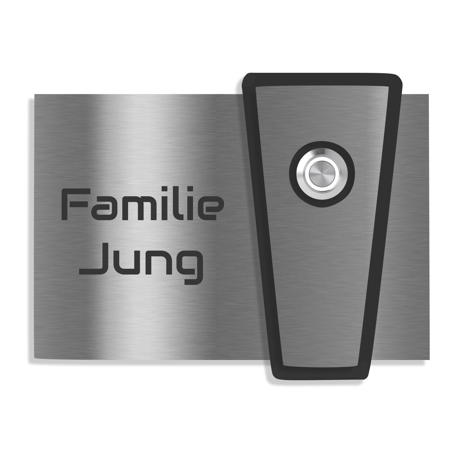 Athen 15 x 10 cm Edelstahl (V2A) Türklingel - mit Gravur - Edelstahl gebürstet mit Acryl Dekoreinlage - LED - Aufputz / Unterputz