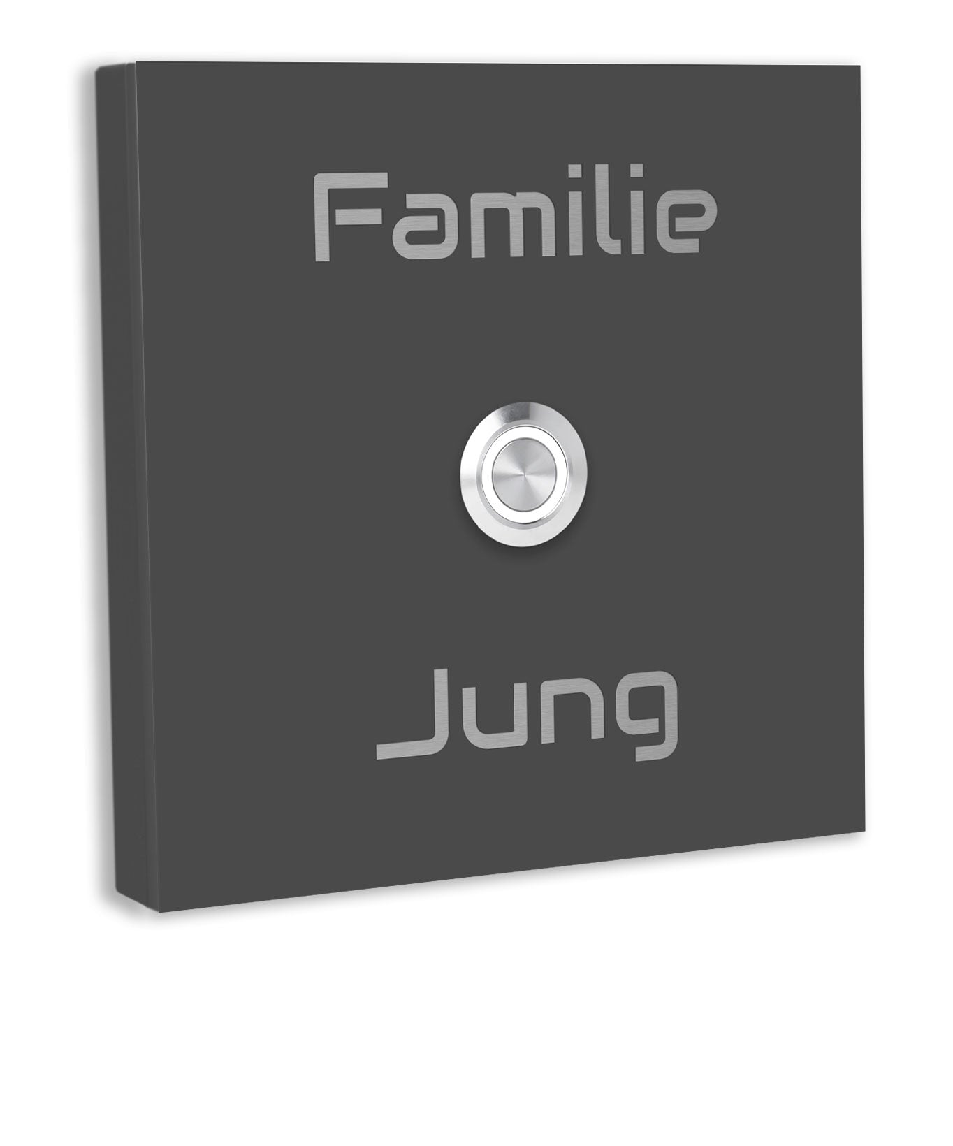 Edelstahl Türklingel Bochum V2A Edelstahl Anthrazit pulverbeschichtet Lasergavur, LED Taster.