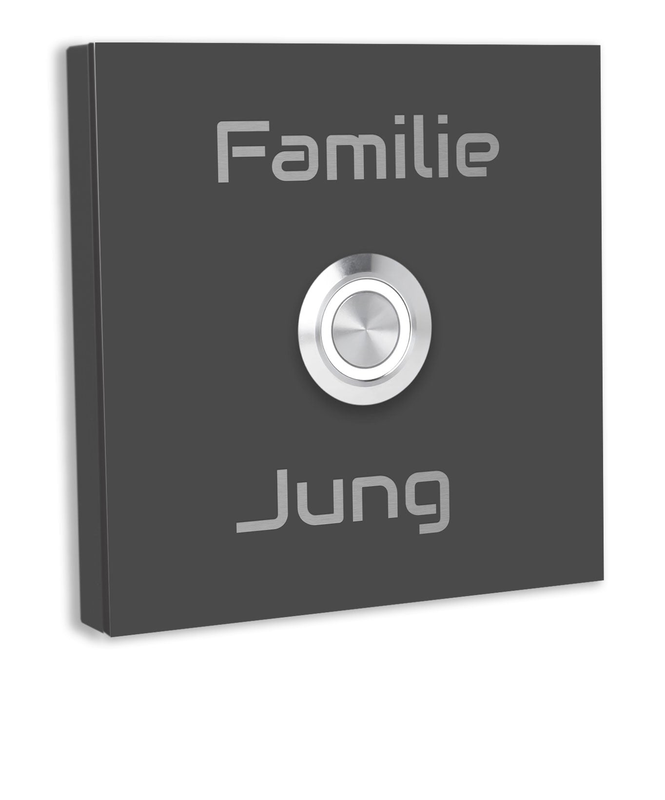 Edelstahl Aufputz Türklingel Anthrazit  Pulverbeschichtet individuell personalisierbar.