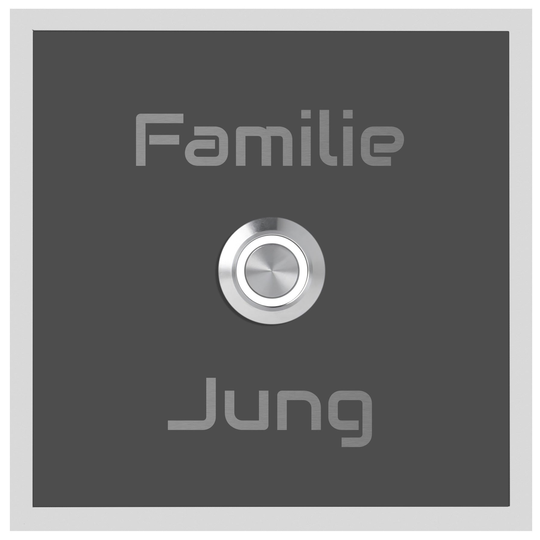 Bochum 11 x 11 cm Edelstahl (V2A) Türklingel - mit Gravur - Anthrazit oder Weiß pulverbeschichtet oder Edelstahl gebürstet - LED - Aufputz