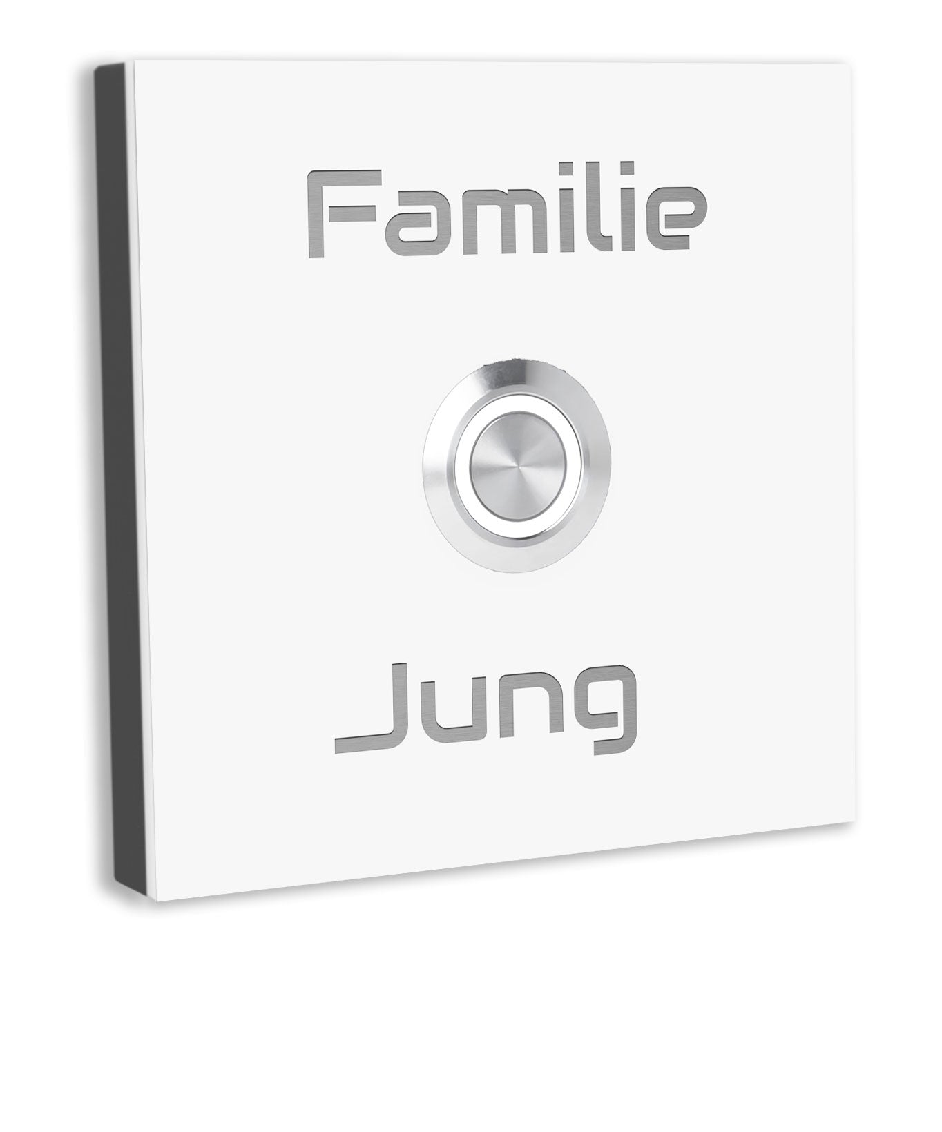 V2A Edelstahl Türklingel Bochum 8x8cm LED - Lasergravur UV-Druck - Anthrazit Weiß
