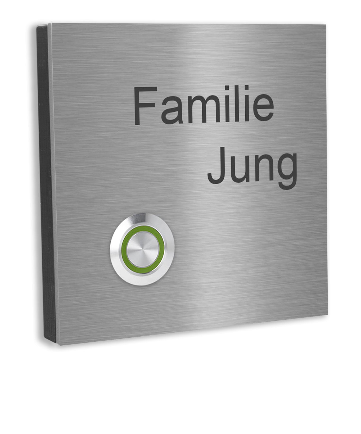 Lünen Premium Türklingel 10x10cm - V2A Edelstahl mit LED & Gravur - Anthrazit/Gebürstet