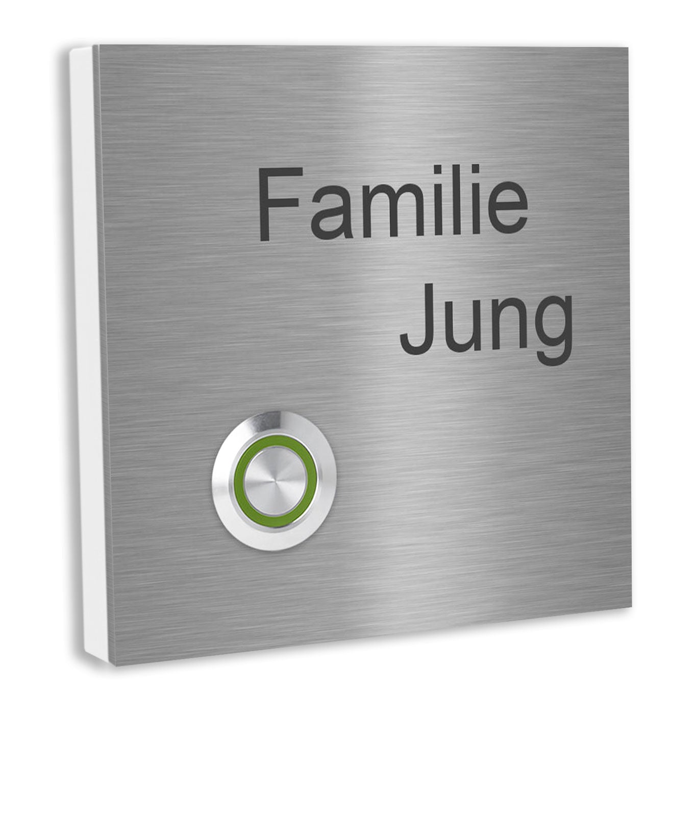 Lünen Premium Türklingel 10x10cm - V2A Edelstahl mit LED & Gravur - Anthrazit/Gebürstet