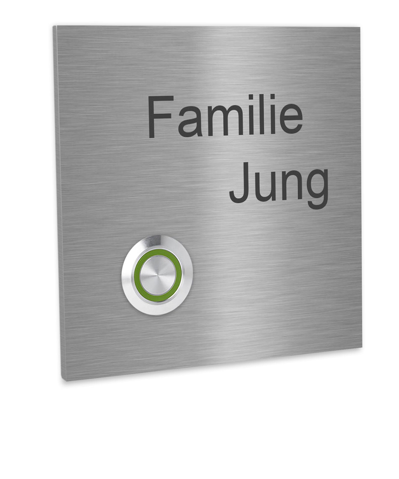 Lünen Premium Türklingel 10x10cm - V2A Edelstahl mit LED & Gravur - Anthrazit/Gebürstet