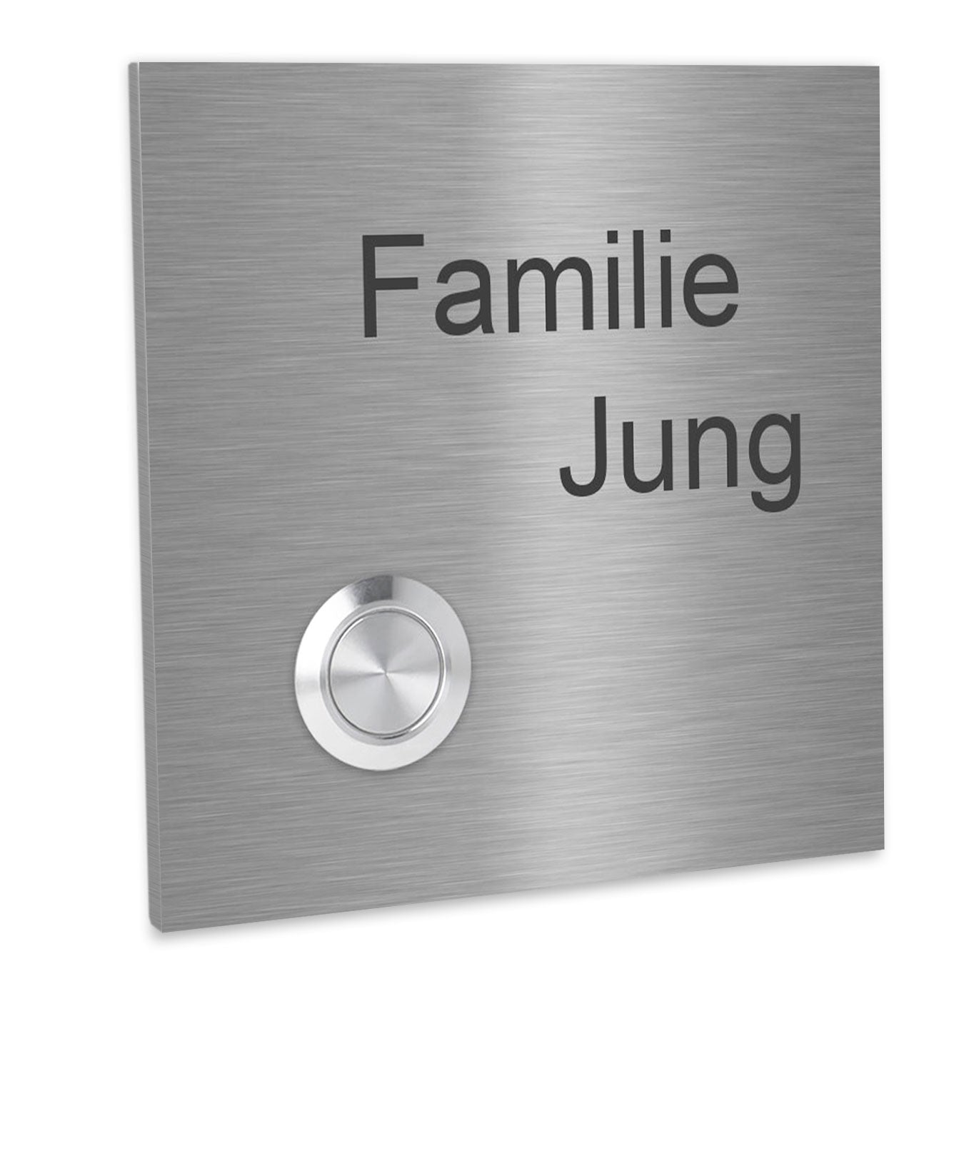 Lünen Premium Türklingel 10x10cm - V2A Edelstahl mit LED & Gravur - Anthrazit/Gebürstet