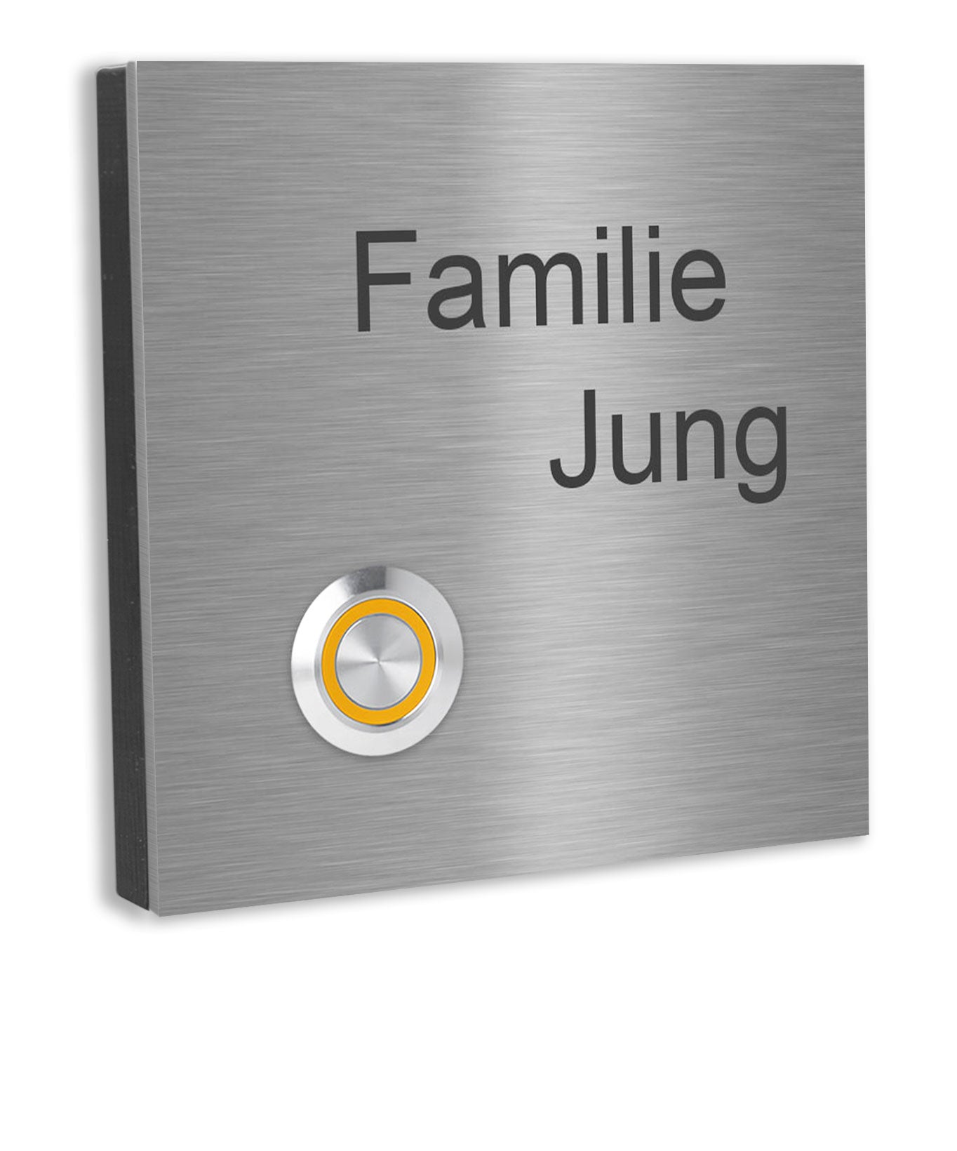 Lünen Premium Türklingel 10x10cm - V2A Edelstahl mit LED & Gravur - Anthrazit/Gebürstet