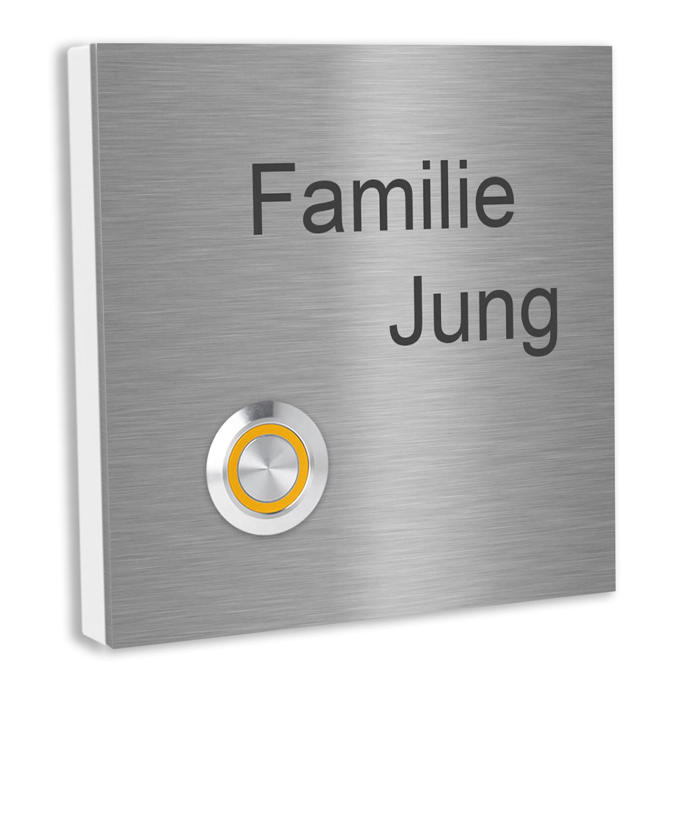 Lünen Premium Türklingel 10x10cm - V2A Edelstahl mit LED & Gravur - Anthrazit/Gebürstet