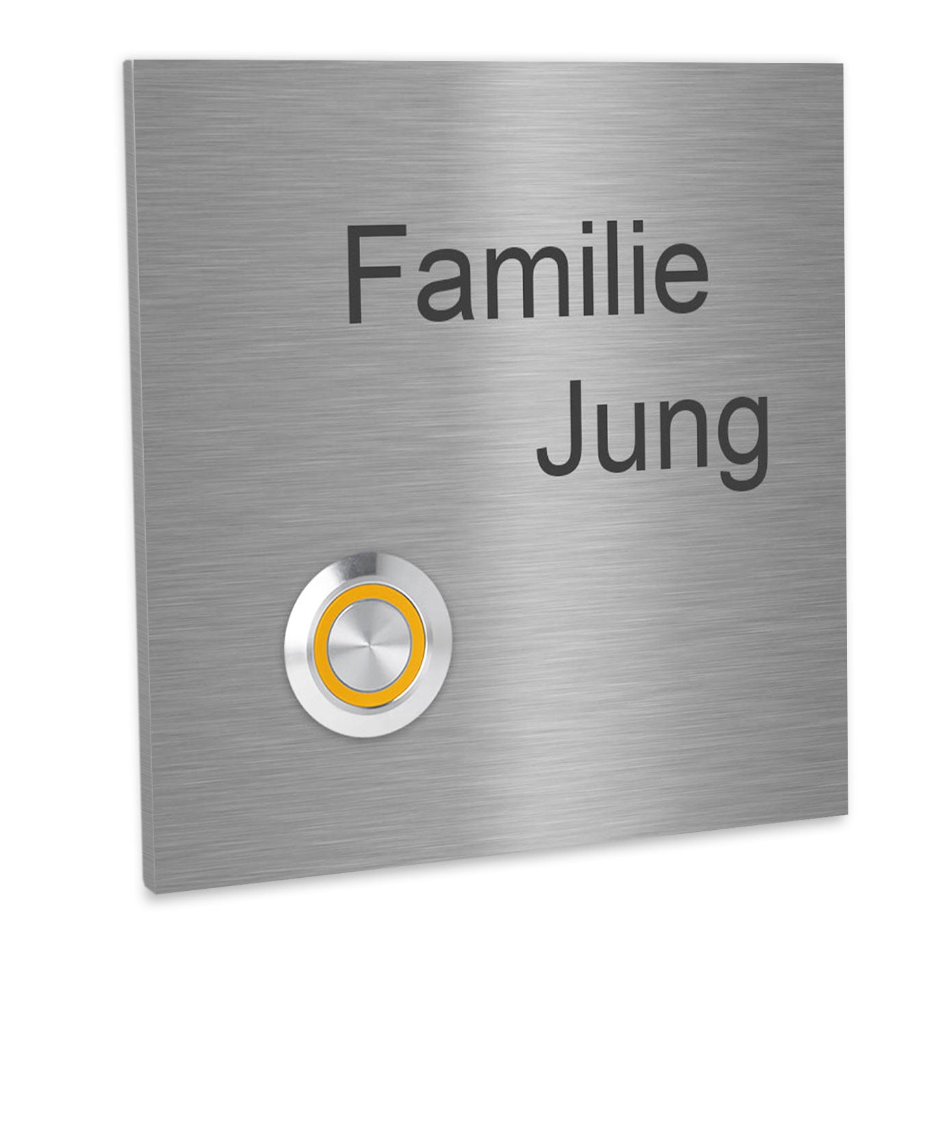 Lünen Premium Türklingel 10x10cm - V2A Edelstahl mit LED & Gravur - Anthrazit/Gebürstet