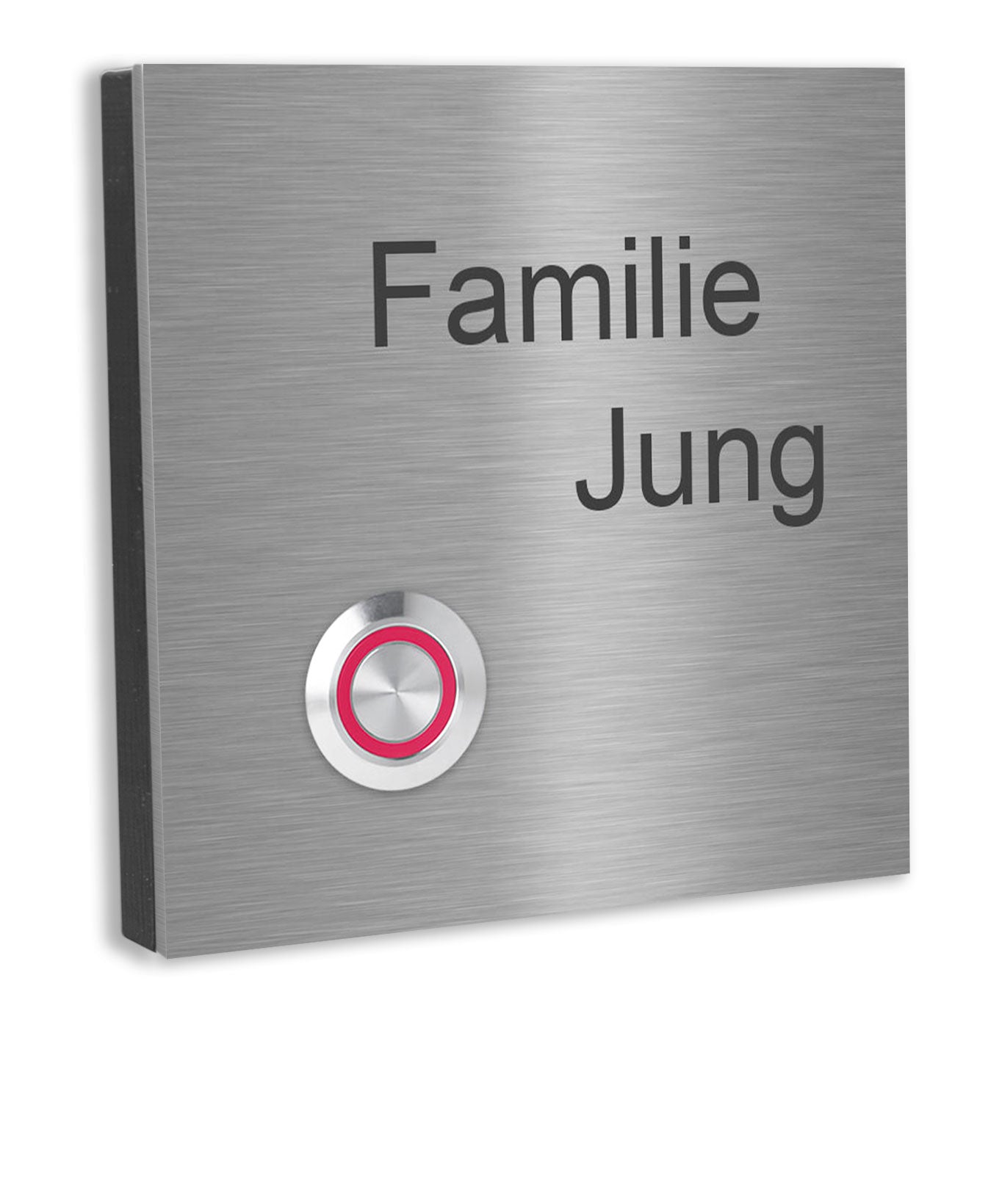 Lünen Premium Türklingel 10x10cm - V2A Edelstahl mit LED & Gravur - Anthrazit/Gebürstet
