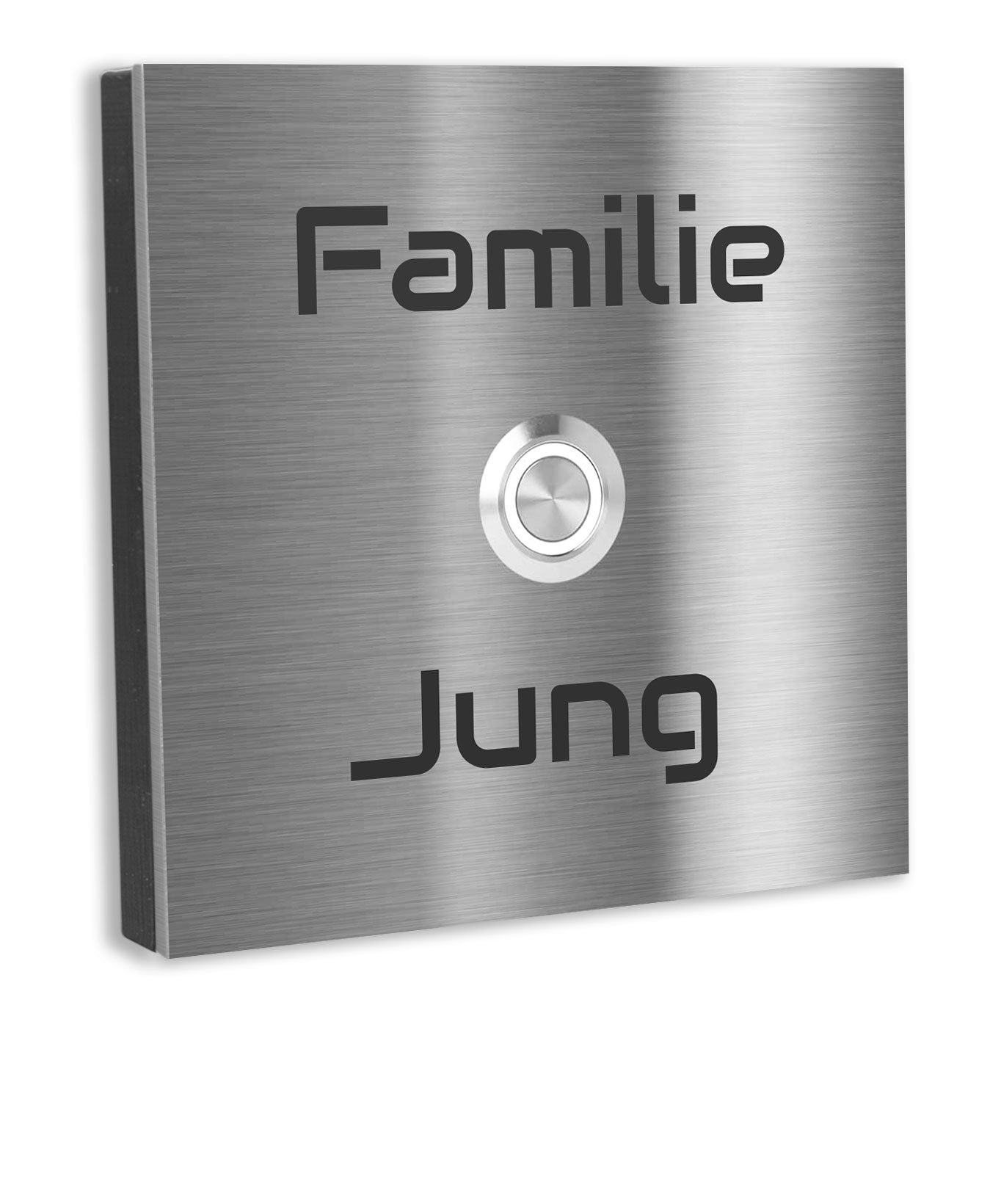 V2A Edelstahl Türklingel Bochum 8x8cm LED - Lasergravur UV-Druck - Anthrazit Weiß